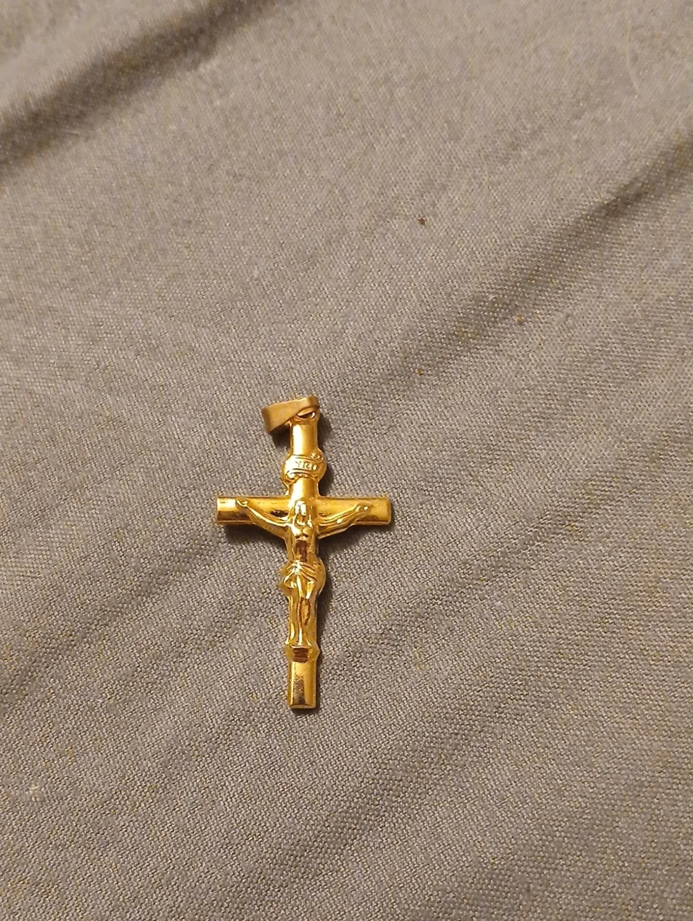 Gold Crucifix Pendant Necklace - Men's Religious Accessory